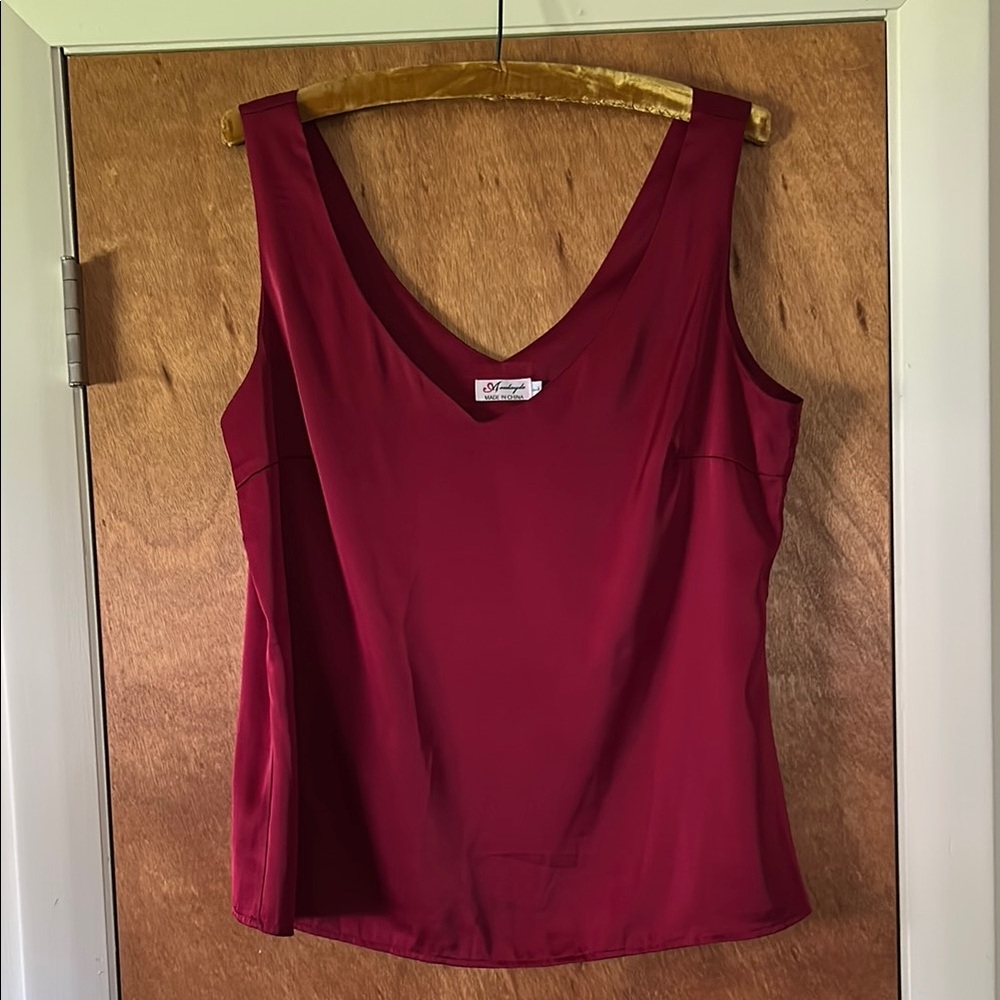 Fitted Red Tank Top with Wide Straps